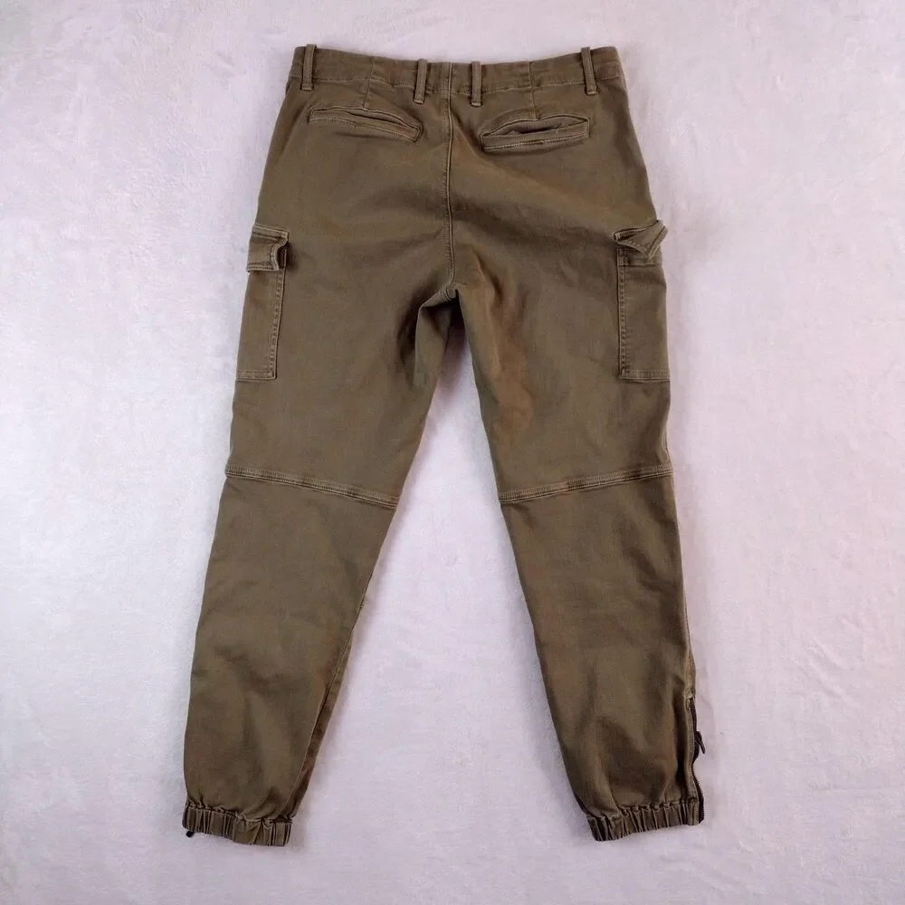 Michael Michael Kors Womens Olive Green Cargo Jogger Pants‎ Size 8 Zip Utility